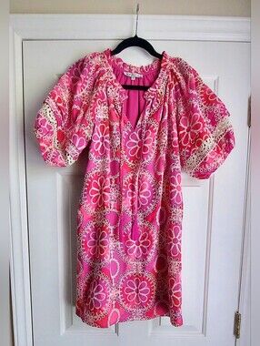 JOY JOY NWT Cosmos Hot Pink Lance Trim Dress